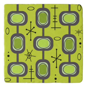 Space Age Geometric Art Chartreuse Green Trivet