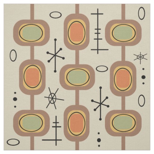 Space Age Geometric Art Multicolored Fabric