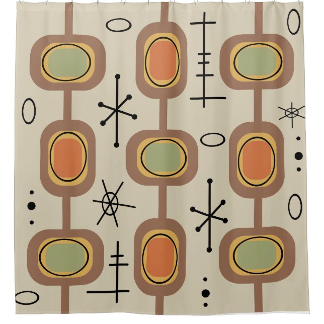 Space Age Geometric Art Multicolored Shower Curtain (Front)