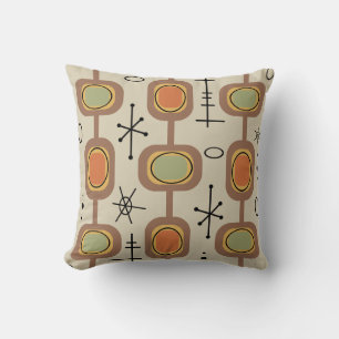 Space Age Geometric Art Multicolored Throw Pillow