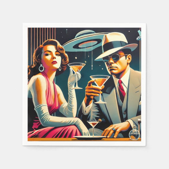 Space Age Las Vegas Gangster Martini Party Napkins (Front)