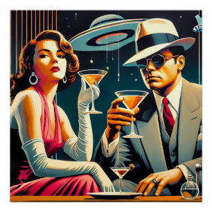 Space Age Las Vegas Gangster Martini Party Poster