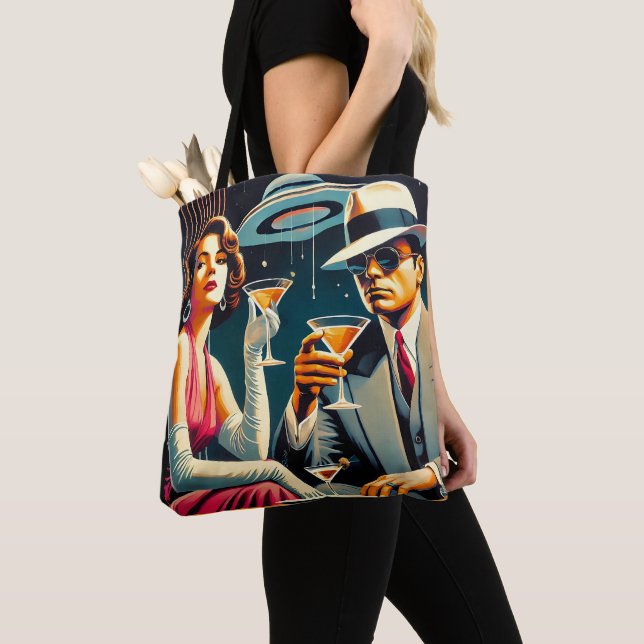 Space Age Las Vegas Gangster Martini Party Tote Bag (Close Up)