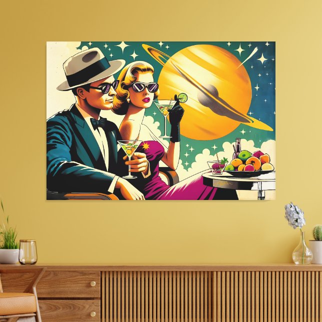 Space Age Las Vegas Martini Gangster Party Canvas Print (Insitu(LivingRoom))