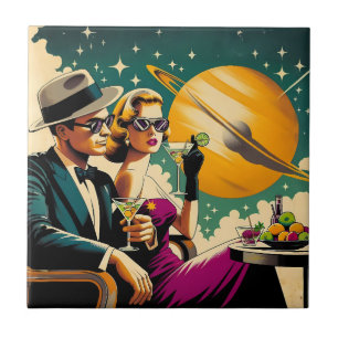 Space Age Las Vegas Martini Gangster Party Ceramic Tile
