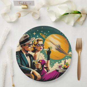 Space Age Las Vegas Martini Gangster Party Paper Plates