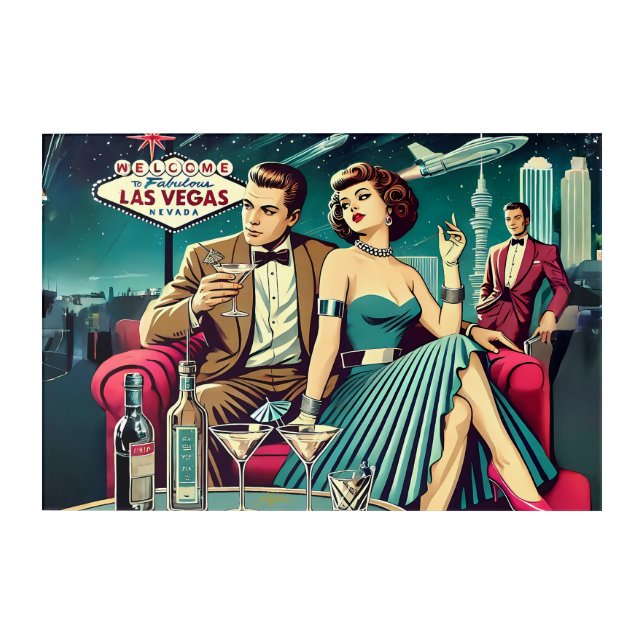Space Age Las Vegas Martini Party Acrylic Print (Front)