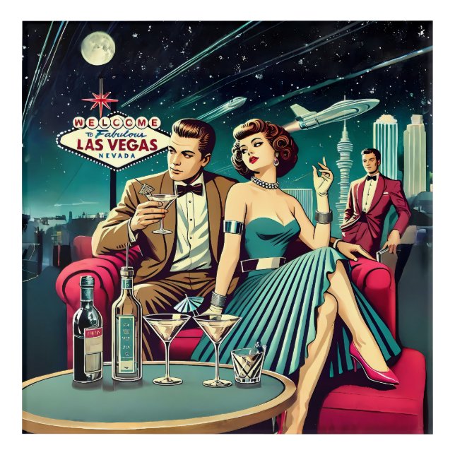 Space Age Las Vegas Martini Party Acrylic Print (Front)