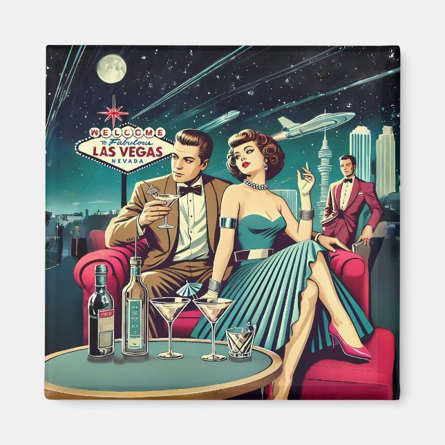 Space Age Las Vegas Martini Party Magnet (Front)