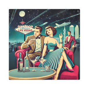 Space Age Las Vegas Martini Party Metal Print