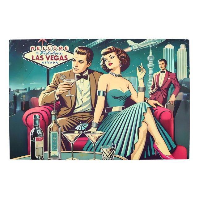Space Age Las Vegas Martini Party Metal Print (Front)