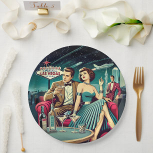 Space Age Las Vegas Martini Party Paper Plates