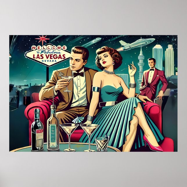 Space Age Las Vegas Martini Party Poster (Front)