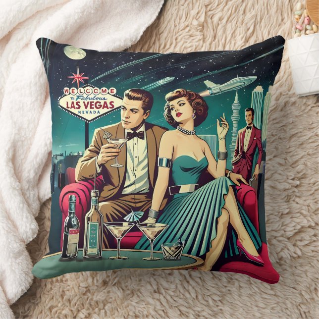 Space Age Las Vegas Martini Party Throw Pillow (Blanket)