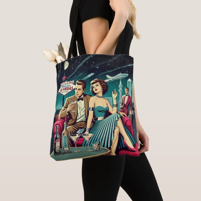 Space Age Las Vegas Martini Party Tote Bag (Close Up)