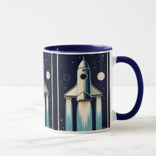 Space Age Retro 50s Rocket Ship Mug