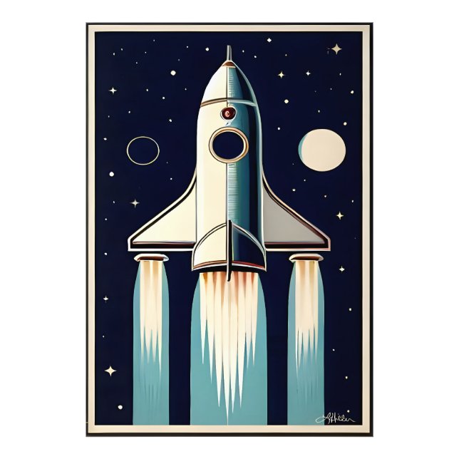 Space Age Retro 50s Rocket Ship Photo Print (Front)