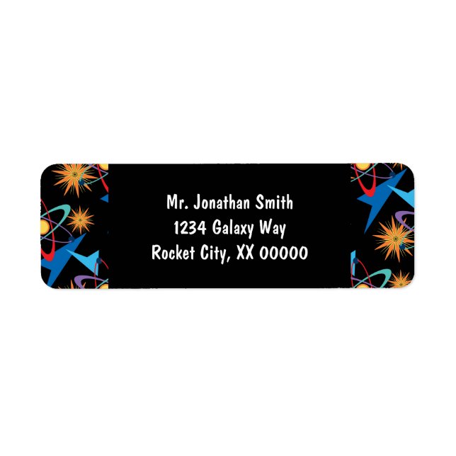 Space Age Retro Multicolored Pattern Label (Front)