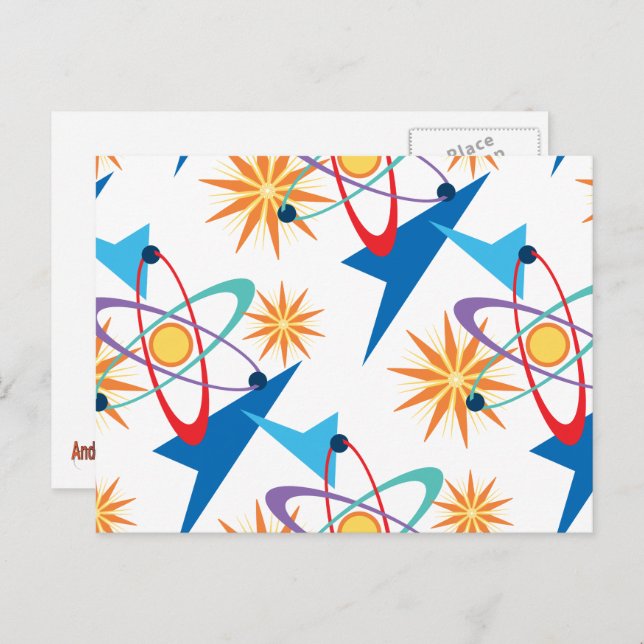 Space Age Retro Multicolored Pattern Postcard (Front/Back)