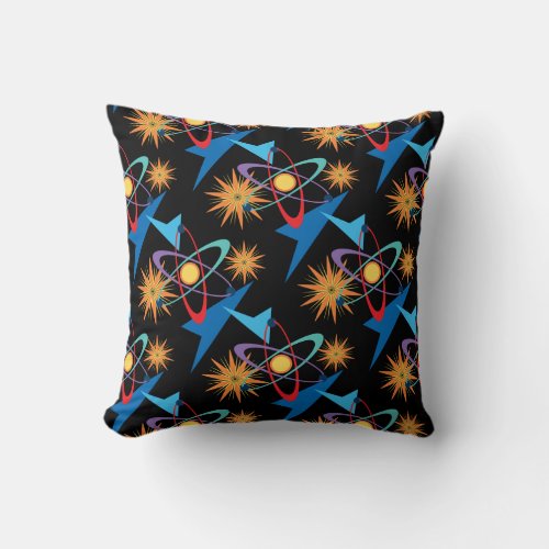 Space Age Retro Multicolored Pattern Throw Pillow