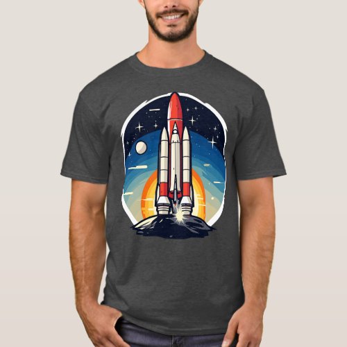 Space Age Revival Vintage Rocket Logo T_Shirt