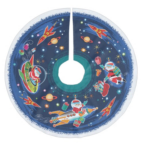 Space Age Santa Brushed Polyester Tree Skirt