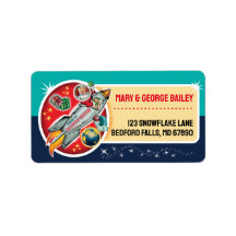 Space Age Santa Christmas Card Address Labels
