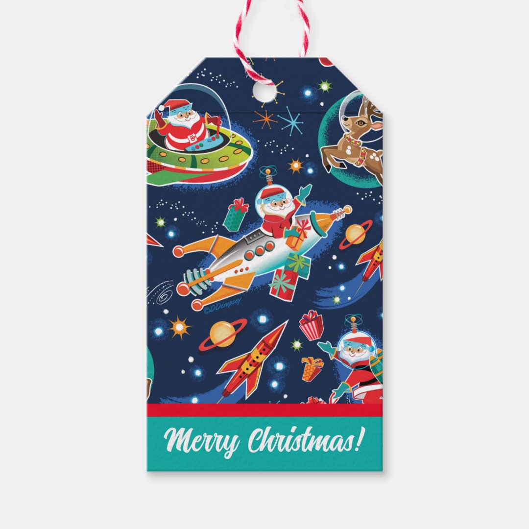 Space Age Santa Christmas Gift Tags