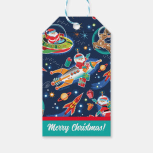 Space Age Santa Christmas Gift Tags