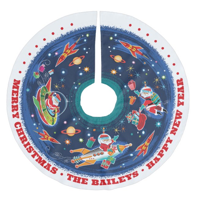 Space Age Santa Customizable - Brushed Polyester Tree Skirt (Front)