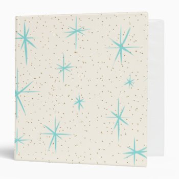 Space Age Turquoise Starbursts Binder by StrangeLittleOnion at Zazzle
