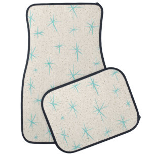 Space Age Turquoise Starbursts Car Mats