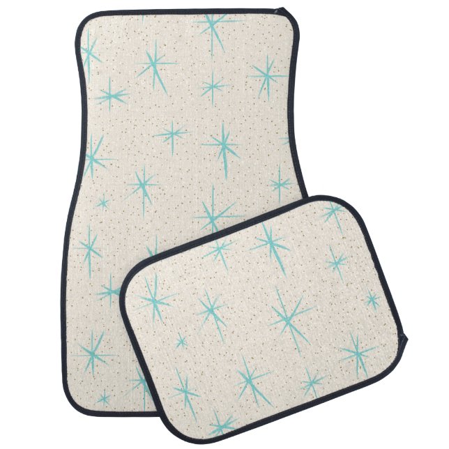 Space Age Turquoise Starbursts Car Mats (Set)