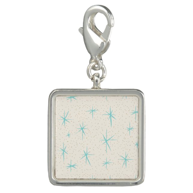 Space Age Turquoise Starbursts Charm (Front)