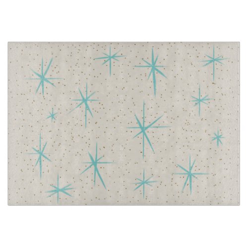 Space Age Turquoise Starbursts Cutting Board