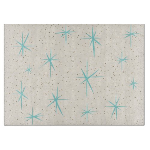 Space Age Turquoise Starbursts Cutting Board