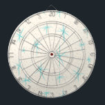 Space Age Turquoise Starbursts Dart Board<br><div class="desc">This Space Age Turquoise Starbursts Dart Board pattern features blue starbursts on a creamy background with gold colored speckles. Inspired by a classic mid century modern dish pattern, this design has an authentic vintage flair. The retro kitschy goodness will make you feel like you’ve stumbled across a flea market treasure....</div>
