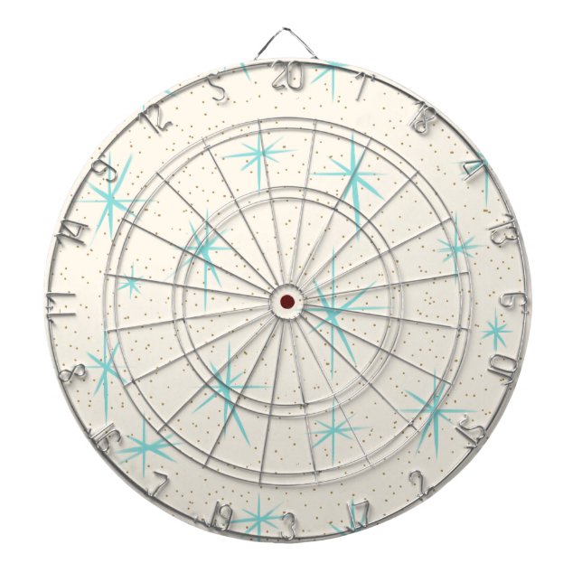 Space Age Turquoise Starbursts Dart Board (Front)