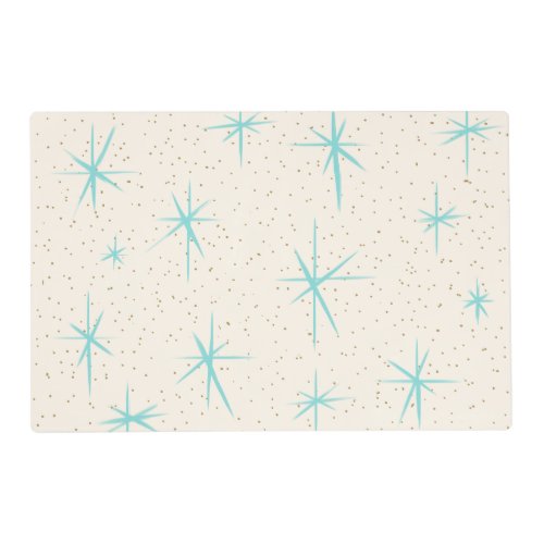 Space Age Turquoise Starbursts Laminated Placemat