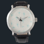 Space Age Turquoise Starbursts Leather Watch<br><div class="desc">This Space Age Turquoise Starbursts Leather Watch pattern features blue starbursts on a creamy background with gold colored speckles. Inspired by a classic mid century modern dish pattern, this design has an authentic vintage flair. The retro kitschy goodness will make you feel like you’ve stumbled across a flea market treasure....</div>