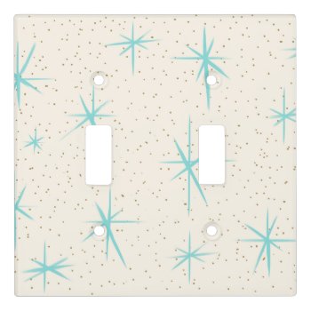 Space Age Turquoise Starbursts Light Switch Cover by StrangeLittleOnion at Zazzle