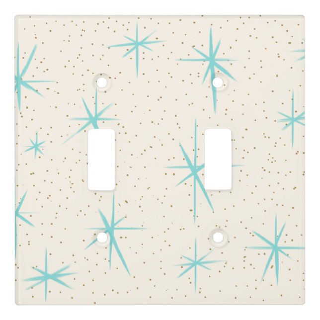 Space Age Turquoise Starbursts Light Switch Cover (Front)