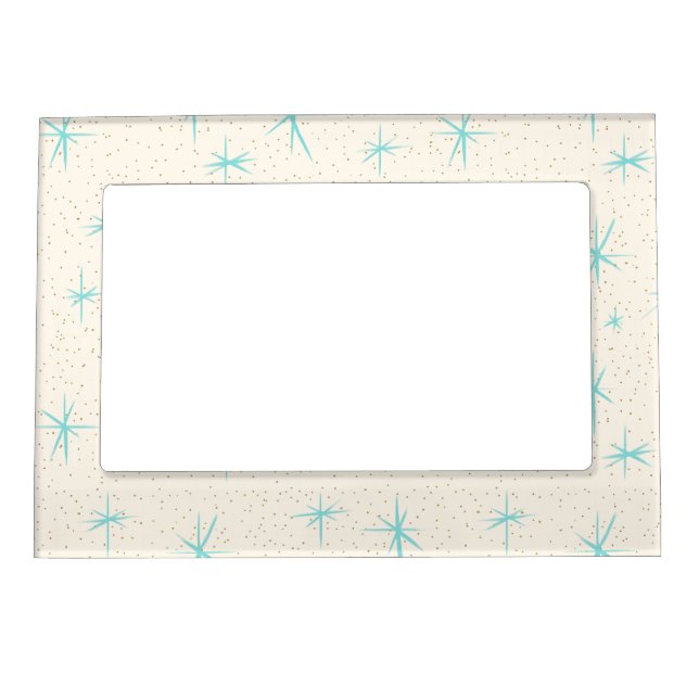 Space Age Turquoise Starbursts Magnetic Frame (Front)