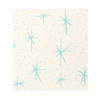 Space Age Turquoise Starbursts Notepad by StrangeLittleOnion at Zazzle
