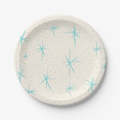 Space Age Turquoise Starbursts Paper Plates