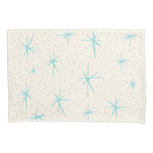 Space Age Turquoise Starbursts Pillowcase