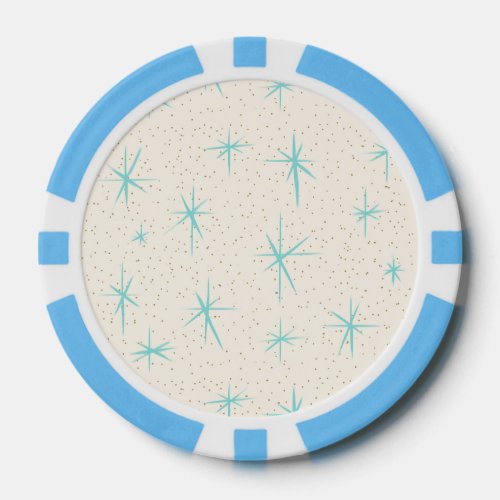 Space Age Turquoise Starbursts Poker Chip