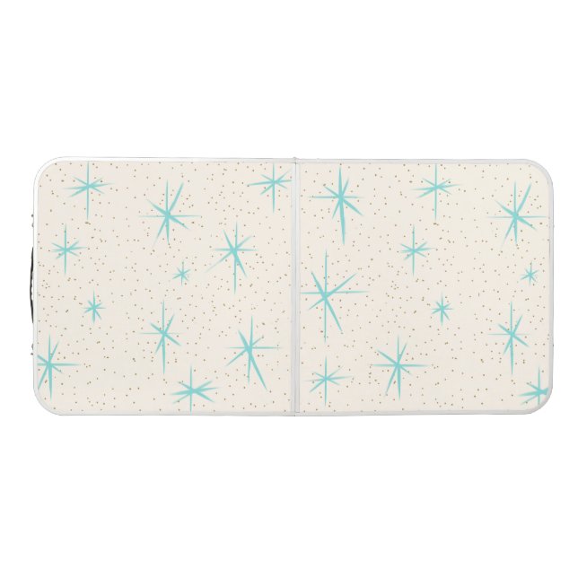 Space Age Turquoise Starbursts Pong Table (Top)