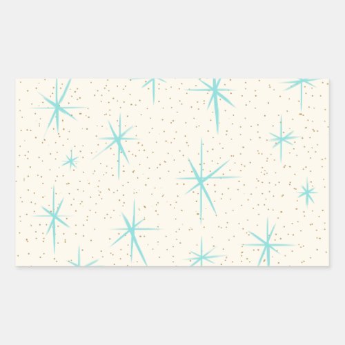 Space Age Turquoise Starbursts Rectangle Stickers