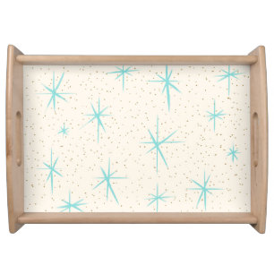 Space Age Turquoise Starbursts Serving Tray